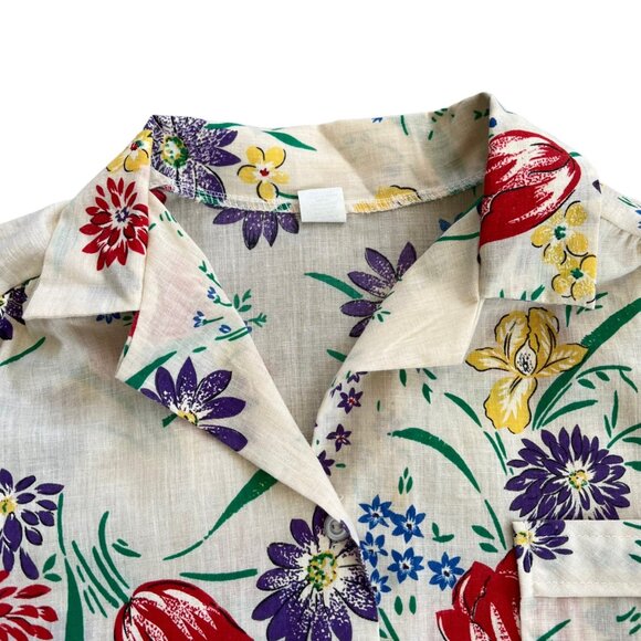 Vintage Semi Sheer All Over Floral Print Blouse USA S - Picture 3 of 6